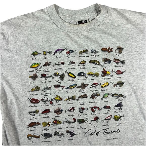 Vintage Fishing Lure Promo Graphic Shirt Mens XL Tultex Outdoors 90s - Picture 1 of 9
